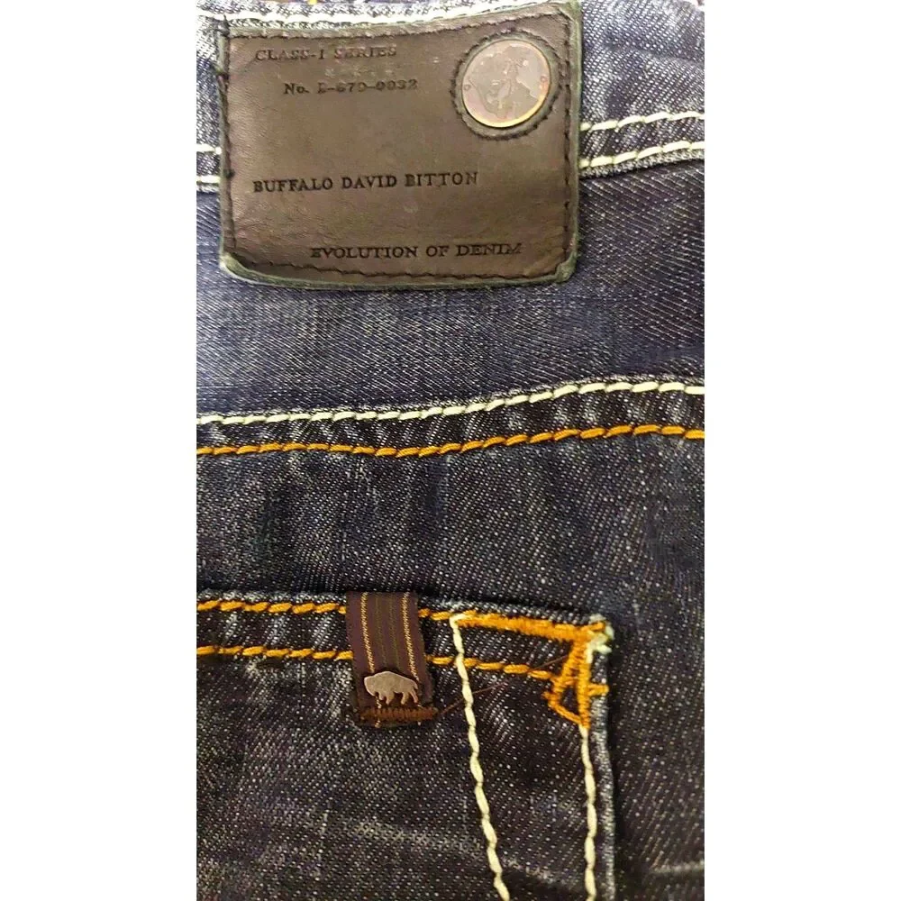 Buffalo David Bitton Live Free Jeans Mens 36x32 Driven Basic Straight Dark Wash